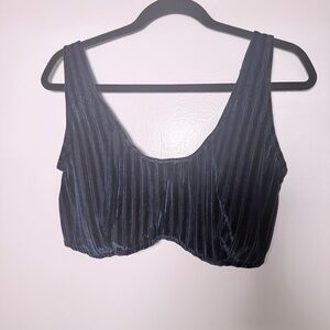 ASOS Size 18 Velvet Ribbed Crop Top Bralette  - Deep Navy